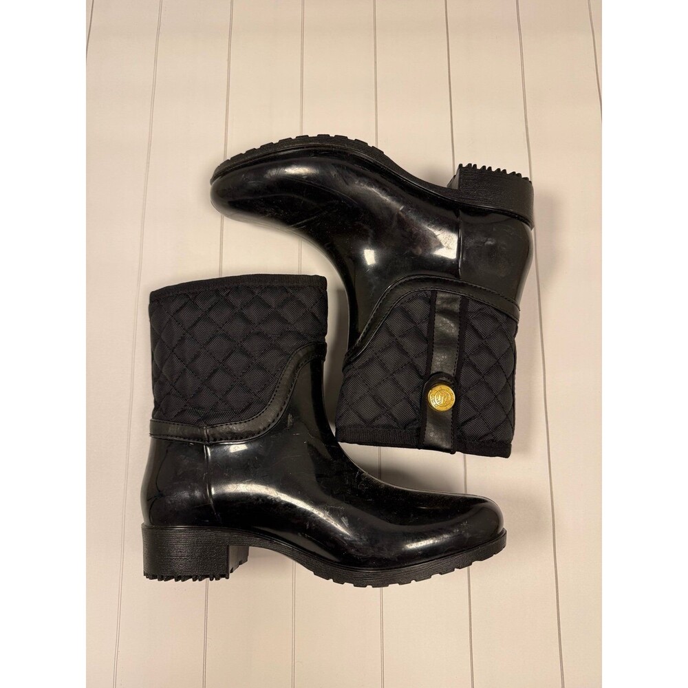 Tommy Hilfiger Black Quilted Rain Boots Size 6
